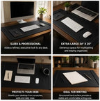 Leather Desk Pad with Side Rails, Paper Holder and Desk Protector,Ideal Ideal for Writing, organizing, and safeguarding desks at Home or Office in Style - Image 5