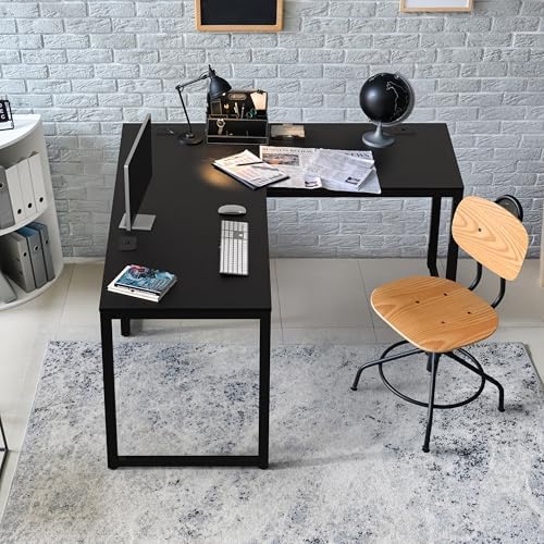 SHW 55 x 60 Commercial-Grade L-Shape Corner Office Computer Desk, Black - Image 2
