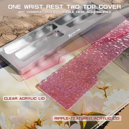 Acrylic Gaming Keyboard Wrist Rest Pad,CNC Process Clear Wrist Rest for Computer Keyboard,Office,PC Gaming,Laptop,Mac,Comfortable,Lightweight,Ergonomic-2 in 1 Pink - Image 2