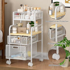 SWTYMIKI Rolling Cart with Drawers - Metal Craft Cart with Wheels, DIY Divider and Wood Shelf, Art Supply Organizer for Under Desk Storage, Utility Storage Cart for Home Office Studio, White - Image 5