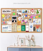 Large Bulletin Board, Foldable 60x36 Inches Cork Board Alternative, Large Felt Board Decorative Pin Board for Wall, Foldable Photo Board Self-Adhesive Vision Board with 36 Pushpins Brown - Image 2