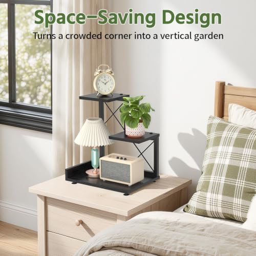 LASZOLA Plant Stand Indoor Tabletop Shelf Small for Desk, Wooden Black - Image 5