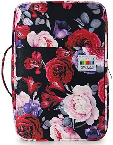 YOUSHARES Colored Pencil Case 304 Slots Pen Case Organizer with Handy Wrap & Zipper, Multilayer Holder for Prismacolor Colored Pencils & Gel Pen (Red Pink Rose) - Image 2