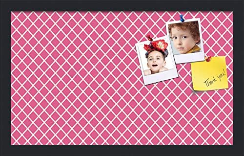 PinPix 20x12 inch Cork Bulletin Board. This Decorative Framed Pin Board Comes with Diamond Pattern in Hot Pink Design and Satin Black. Ideal for Home, Office Decor or School (PinPix-302) by PinPixBulletinBoards