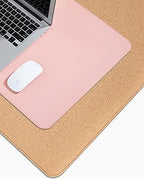Desk Pad, Natural Cork Leather Dual Sided Desk Mat, Waterproof Desk Mat, PU Leather Mouse Pad, Non-Slip Large Mouse Pad for Office Home - Image 4