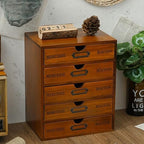 5 Pcs Desktop Storage Organizers,15 Drawers Cabinet for Tabletop,Wooden Stackable Organizer,Brown - Image 2