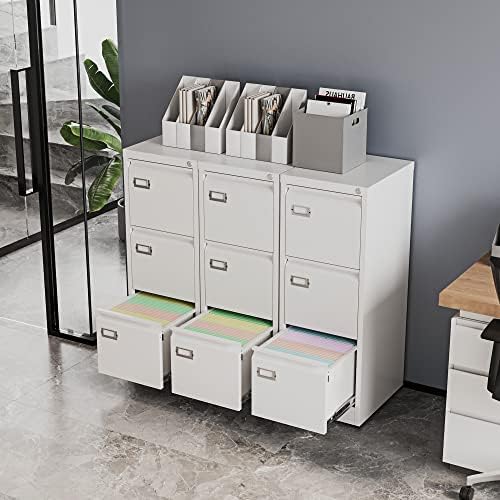 Fesbos 3 Drawers Vertical File Cabinets - 17.8" Deep Lockable Filing Cabinet - White Metal Storage Cabinets for Home Office to Hanging Files Letter/Legal/F4/A4 Size - Image 5