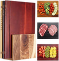 3 Pcs Acacia Wood Book Cutting Boards Set with Wooden Bookend Holder Book Shaped Solid Wood Cutting Board for Kitchen Fruits Vegetables Meat Fish Cheese Bread (Classic) by Acellegic