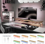 Fenge Dual Monitor Stand Riser with Phone & Tablet Slot, Dark Oak - Image 5