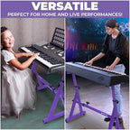 Liquid Stands Piano Keyboard Stand - Z Style Adjustable and Portable Heavy Duty Music Stand for Kids and Adults -Fits 54-88 Key Electric Pianos - Sturdy Musical Keyboard Stand (Purple) - Image 6