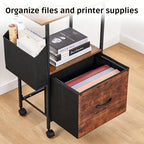 Purple Llama Printer Stand with Storage, 22" L×15" W×30" H, Rustic Brown - Image 5