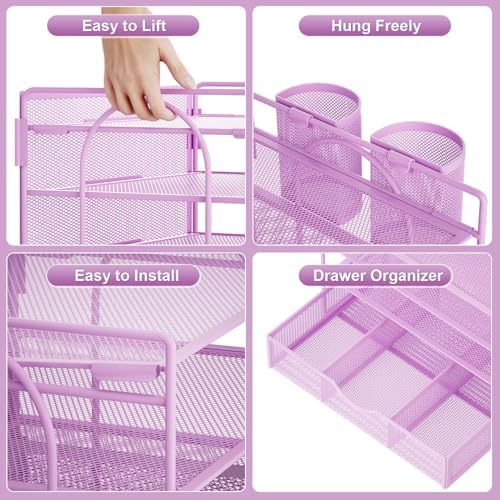 Marbrasse Desk Organizer, 4-Tier Paper File Letter Tray, Purple-2P - Image 5