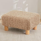Small Foot Stool Ottoman, Sherpa Footstool Ottoman Foot Rest for Couch, Rectangle Footstools and Ottomans Small for Living Room, Entryway and Bedroom (Light Brown) by FIMIVIBI