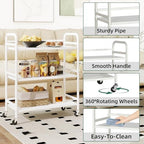 DCLRN 3 Tier Rolling Cart with Lockable Wheels Sturdy Construction,Solid Shelves,Recessed Screw Holes Ideal for Kitchen and Home Storage Size:23.6" Dx11.8 Wx29.5 H(White) - Image 4