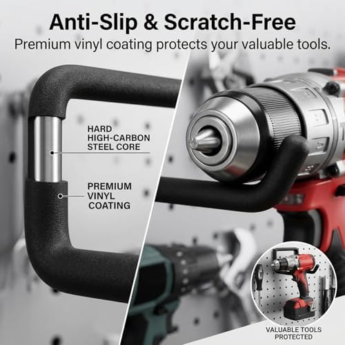 INCLY 36 Pack 1/4" Pegboard Drill Holder Tool Utility Hooks - Image 5