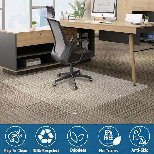Office Chair Mat for Carpet, 72" x 46" Low Pile Carpet Protector Mat for Office Chair, Under Desk Office Mats for Rolling Chairs, Easy Glide, Rectangle - Image 6