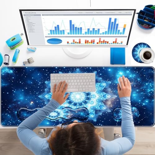 Keyboard Wrist Rest+Mouse Wrist Pad+Desk Pad Set,Memory Foam Ergonomic Easy Typing Pain Relief for Computer Laptop Office Home - Starry Sky Mandala - Image 2
