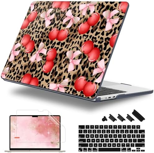 Case for 2026/2025/2024/2023 MacBook Air 15-inch Laptop Release M5 A3448 /M4 A3241 /M3 A3114 /M2 A2941, Stylish Protective Hard Shell Cover for MacBook Air 15.3 inch, Leopard Cherry by WelcomeViseNewitems