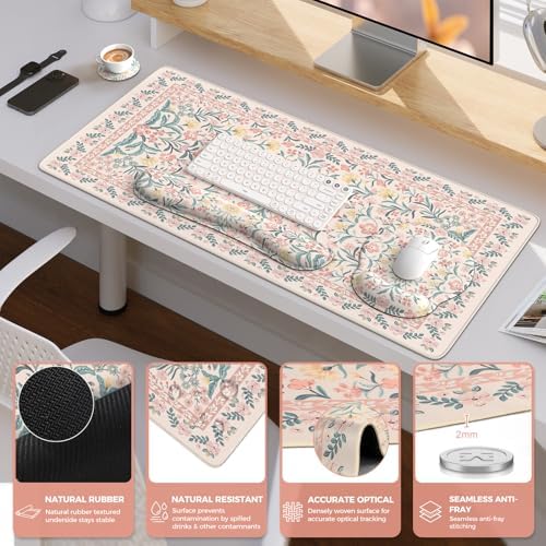 iCasso Desk Pad Mat, Large Mouse Pad and Keyboard Wrist Rest Set - Image 5