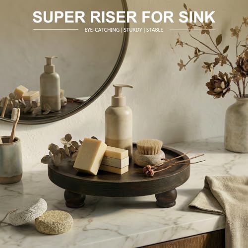 EOSAHR Display Riser: Pedestal Stand for Kitchen Decor, Distressed Black - Image 4