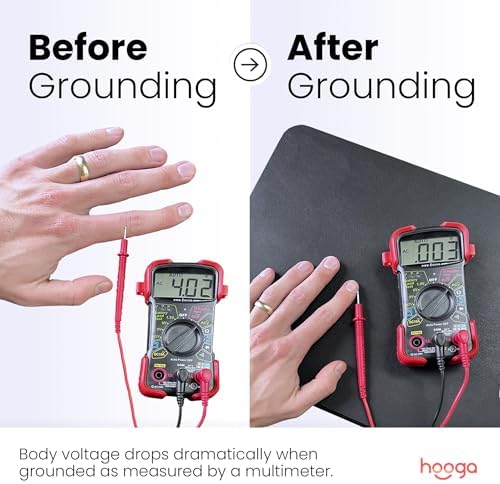 Hooga Grounding Mat for Desk, Feet & Floor – Conductive Carbon Grounding Pad with 15 Ft Cord, Non-Slip Backing, 24" x 16" Indoor Grounding Mat (Pack of 2) - Image 4