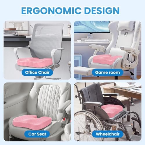 TushGuard Seat Cushion, Memory Foam Office Chair Cushion - Pink, XX-Large - Image 5