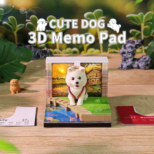 3D Calendar 2027,3D Memo Pad Time Piece Calendar 2027 Creative Desk Calendar Art Paper Sculpture Backpacking Dogs, 2027 Tear Off Calendar DIY Decorative Gift - Image 3