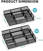 Marbrasse 2 Pack Desk Drawer Organizer, Mesh Drawer Organizer Tray with 8 Adjustable Compartments, Desk Organizers and Accessories, 5 Dividers Drawer for Office Supplies, Makeup & Vanity (Black-2P) - Image 5