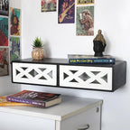 Wooden Desk Organizer with 2 Drawers – Handcrafted Solid Wood Storage Box for Office, Home & Study – Rustic Desktop Organizer for Files, Accessories & Stationery (STYLE 2, BLACK AND WHITE) - Image 2