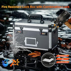 10.2 x 7 x 7.5 Inch Combo Lock Storage Box - Portable Safe for Valuables, Cash, Documents & Medicine | Heavy-Duty & Childproof | Home, Office, Travel Use (Black) - Image 4