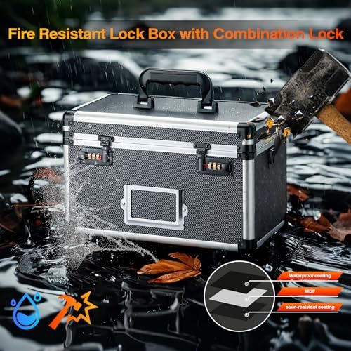 10.2 x 7 x 7.5 Inch Combo Lock Storage Box - Portable Safe for Valuables, Cash, Documents & Medicine | Heavy-Duty & Childproof | Home, Office, Travel Use (Black) - Image 4
