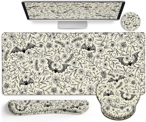 LIMKRIAN Goth Bat Ergonomic Mouse Pad Set, Large Desk Mat for Desktop by LIMKRIAN