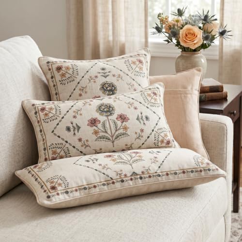 ISAENNE Designer Linen Throw Pillow Cover,Set of 2,28"x12"-Cornucopia B - Image 3
