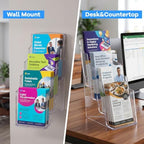4 Pcs 4 Tier Acrylic Brochure Display, 4 Inch Wide, Wall or Desk - Image 5