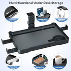 KDD Under Desk Organizer - 360° Rotating Clamp-On Tray with Headphone Hook, Phone & Tablet Holder, Cup Holder, and Cable Management - No Drilling Desk Storage Accessories for Office and Home - Image 3