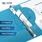 Premium Economy 3-Ring Binder, Spine Label, 1.5" Round Rings, Turquoise 6Pk - Image 2