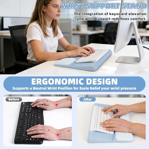 Keyboard Stand with Wrist Rest，Ergonomic Wrist Pad Memory Foam - Image 2