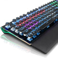 RK ROYAL KLUDGE S108 Typewriter Mechanical Keyboard, Wired Gaming Keyboard with Number Pad, Full Size Retro Keyboards w/Detachable Wrist Rest for Mac/Win/PC, Clicky Blue Switch, Rainbow Backlit Black by RKROYALKLUDGE