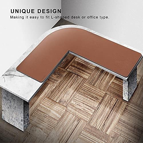 Chihein L-Shaped PU Leather Desk Pad (45.3” + 57.1”) x 15.7” (Brown/Gray) - Image 6