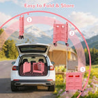 FELICON SELORSS Folding Utility Cart Portable Rolling Crate Handcart-Pink - Image 4