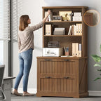 SEDETA Farmhouse 2 Drawer Filing Cabinet for Home Office,Brown - Image 6