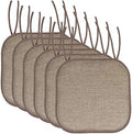 Sweet Home Collection Chair Cushion Memory Foam Pads with Ties Honeycomb Pattern Slip Non Skid Rubber Back Rounded Square 16" x 16" Seat Cover, 6 Pack, Cameron Beige Brown (Chair Pads with Ties) by SweetHomeCollection