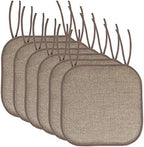 Sweet Home Collection Chair Cushion Memory Foam Pads with Ties Honeycomb Pattern Slip Non Skid Rubber Back Rounded Square 16" x 16" Seat Cover, 6 Pack, Cameron Beige Brown (Chair Pads with Ties) by SweetHomeCollection