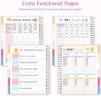 Ospelelf Oversized Budget Planner and Monthly Bill Organizer, Spiral Bindding Money Expense Tracker with Pockets & Stickers, 9" X 11" Large Pages for Spacious Writing, Original Fun Colorful Design, 12 Month Financial Notebook Pink - Image 6
