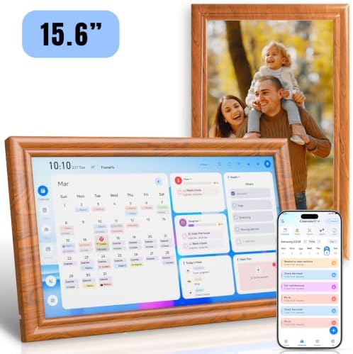 DP1503 Smart Digital Calendar&Chore Chart, 15.6"Family Hub Planner (Walnut) by YINOCHE