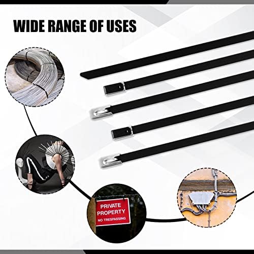 Pelopy Black 304 Stainless Steel Zip Ties, 1000 Pcs, 11.8" - Image 6
