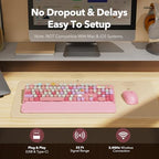 Wireless Keyboard and Mouse Combo, Round Keycaps, Magnetic Wrist Rest, Pink - Image 5