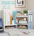 Desktop File Organizer Desk Organizer Shelf - White Office Organization Shelves for Top of Desk Organizers and Accessories Corner Bookshelf Table Top Shelving Small Hutch Decorations for Women Office - Image 4