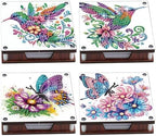 4pcs Flower Bird Butterfly Diamond Art Painting Note Box for Adults, Wooden DIY Sticky Notes Holder Kit with 480 Blank Notepads, Multi-Purpose Desk Organizer for Home Office, Study Thoughtful Gift by Unknown