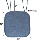 Sweet Home Collection Chair Cushion Memory Foam Pads with Ties Honeycomb Pattern Slip Non Skid Rubber Back Rounded Square 16" x 16" Seat Cover, Herringbone Blue - Image 3